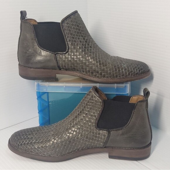 Sutro Seal of the Sutro San Francisco Woven Greenish Leather Booties Womens  6 - Picture 3 of 11